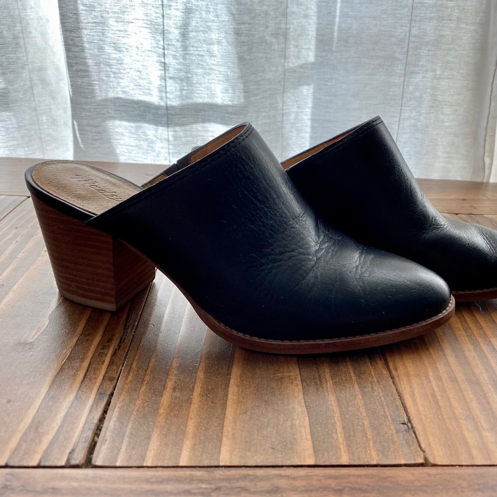 Women's Madewell Harper Mule Black Leather Size 7